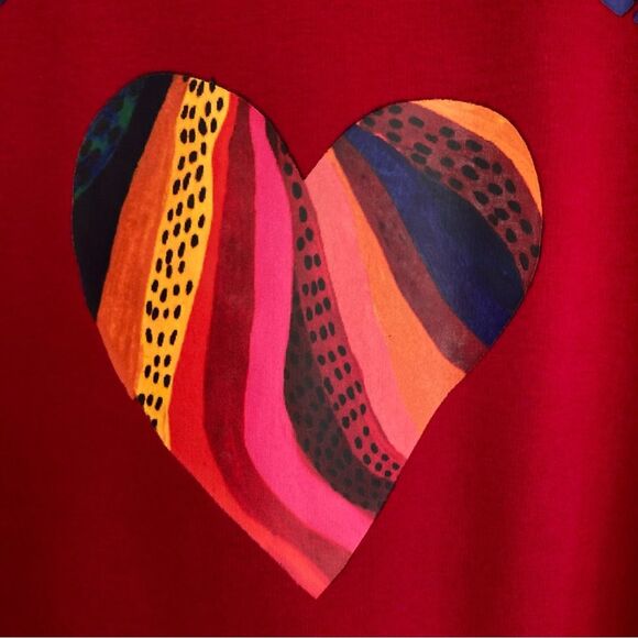 FARM Rio Warm Welcome Sweatdress Sweatshirt Dress Red Rainbow Heart Size M - Picture 10 of 16